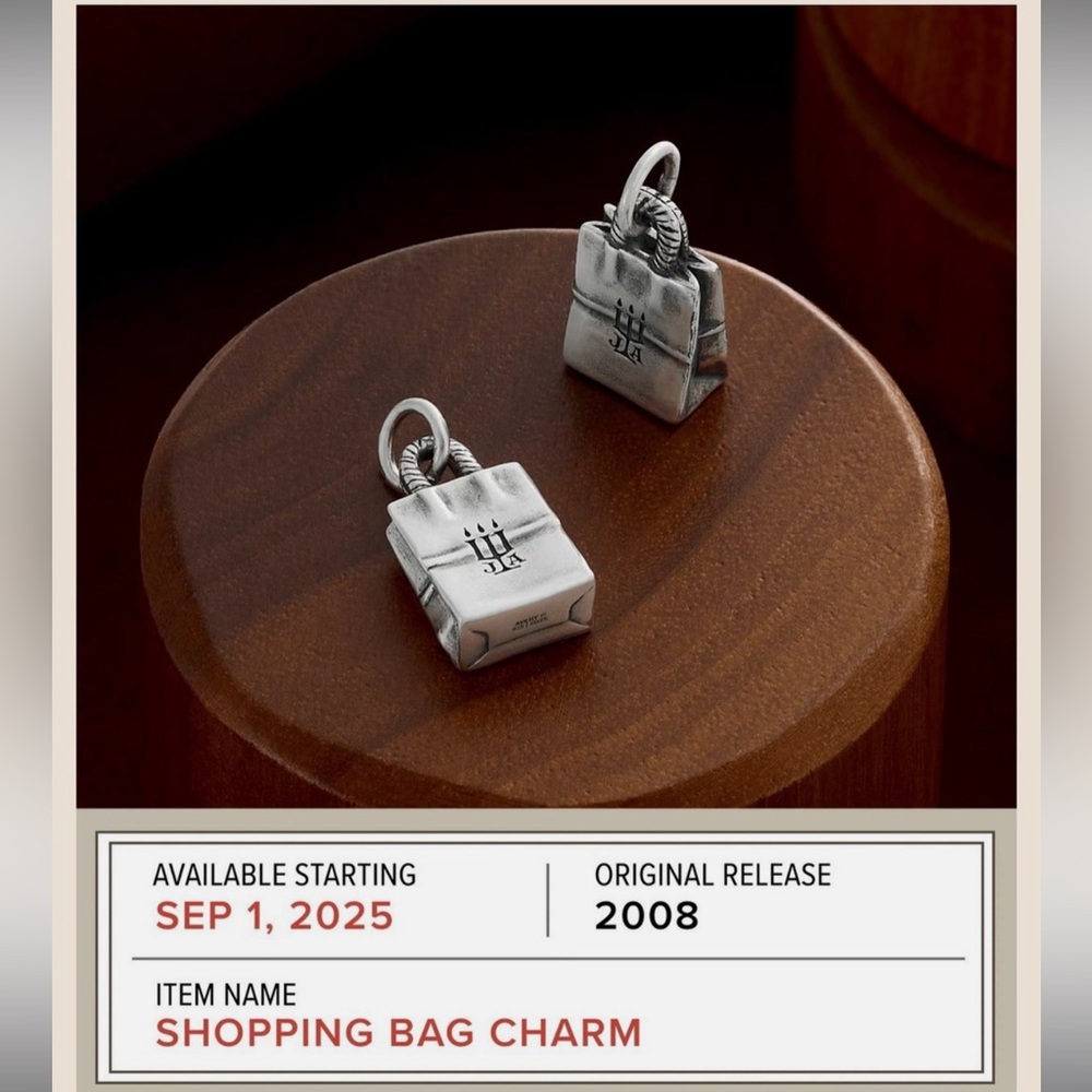 James Avery *RETIRED* *BRAND NEW* Silver Shopping Bag Charm